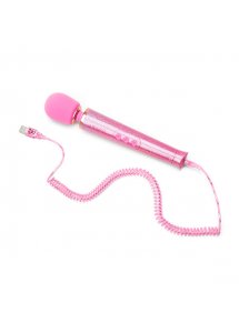 Masażer różdżka błyszczący brokatem - Le Wand Petite All That Glimmers Rechargeable Vibrating Massager Różowy