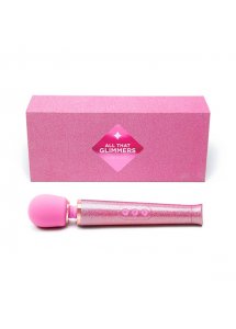 Masażer różdżka błyszczący brokatem - Le Wand Petite All That Glimmers Rechargeable Vibrating Massager Różowy