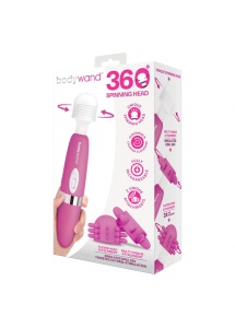 Masażer z obrotową główką i nakładkami - Bodywand 360 Spinning Head Wand Massager Set 