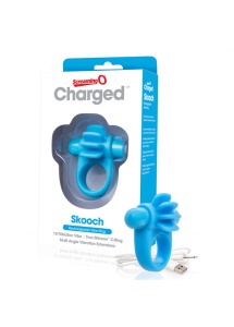 Mocny pierścień wibrujący na penisa - The Screaming O Charged Skooch Ring  Niebieski