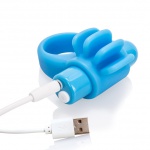 Mocny pierścień wibrujący na penisa - The Screaming O Charged Skooch Ring  Niebieski