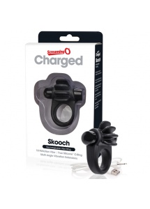Mocny pierścień wibrujący na penisa - The Screaming O Charged Skooch Ring  Czarny