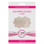 Niewidoczne nakładki jedwabne na sutki - Bye Bra Silk - Cieliste 4 pary 