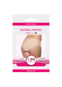 Niewidzialne majtki figi dwupak - Bye Bra Invisible Panties Czarny i Beżowy XS