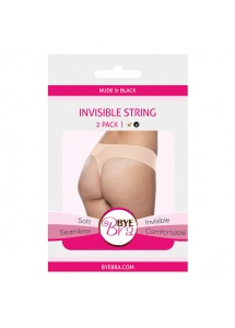 Niewidzialne majtki stringi dwupak - Bye Bra Invisible String Czarny i Beżowy XS