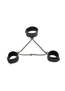 Obroża z kajdankami - S&M Shadow Sparkle Collar and Cuff Set  