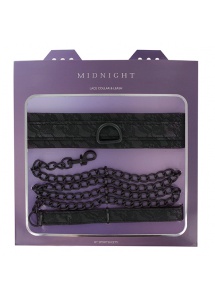 Obroża ze smyczką - Sportsheets Midnight Lace Collar and Leash  