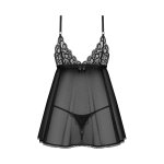 OBSESSIVE - SUKIENKA BABYDOLL & STRINGI BLOMENTIS  CZARNY XS/S