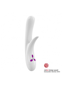 Oryginalnie wyprofilowany wibrator ze stymulatorem - Ovo K4 Rabbit Vibrator  Biały