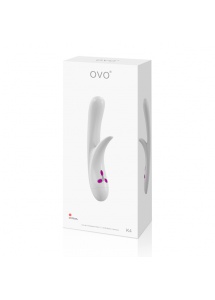 Oryginalnie wyprofilowany wibrator ze stymulatorem - Ovo K4 Rabbit Vibrator  Biały