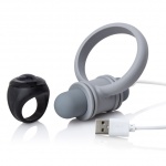 Pierścień erekcyjny do stymulacji krocza, z pilotem - The Screaming O Charged Remote Control Bullet and Ring for Him  Szary