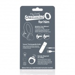 Pierścień erekcyjny do stymulacji krocza, z pilotem - The Screaming O Charged Remote Control Bullet and Ring for Him  Szary