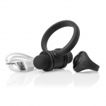 Pierścień erekcyjny do stymulacji krocza, z pilotem - The Screaming O Charged Remote Control Bullet and Ring for Him  Czarny