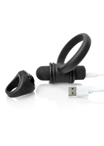 Pierścień erekcyjny do stymulacji krocza, z pilotem - The Screaming O Charged Remote Control Bullet and Ring for Him  Czarny