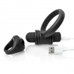 Pierścień erekcyjny do stymulacji krocza, z pilotem - The Screaming O Charged Remote Control Bullet and Ring for Him  Czarny