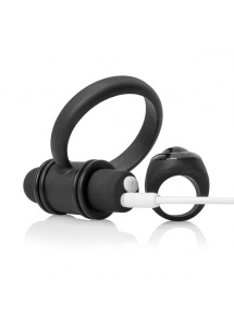 Pierścień erekcyjny do stymulacji krocza, z pilotem - The Screaming O Charged Remote Control Bullet and Ring for Him  Czarny