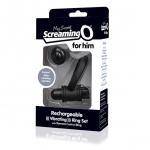 Pierścień erekcyjny do stymulacji krocza, z pilotem - The Screaming O Charged Remote Control Bullet and Ring for Him  Czarny