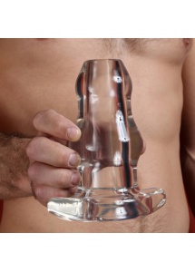 Pierścień erekcyjny z plugiem - Perfect Fit Armour Tug Lock  czarny