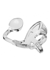 Pierścień erekcyjny z plugiem - Perfect Fit Armour Tug Lock  przezroczysty