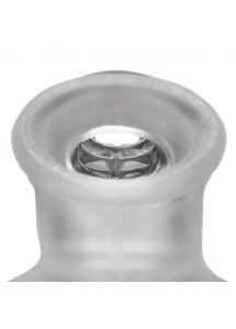 Pierścień na jądra z nakładką do masturbacji - Oxballs Sackjack Wearable Jackoff Sheath Clear Frost  