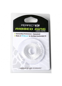 Pierścień na penisa - Perfect Fit Ribbed Ring przezroczysty