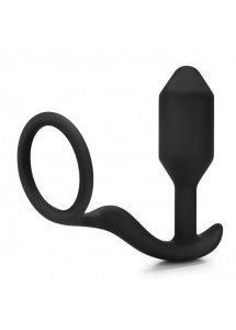 Pierścień na penisa z korkiem analnym - B-Vibe Snug & Tug  