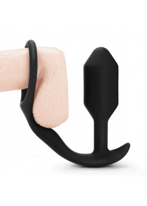 Pierścień na penisa z korkiem analnym - B-Vibe Snug & Tug  
