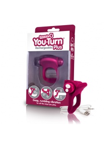 Pierścień wibrujacy 3w1 - The Screaming O  Charged You Turn Plus  Bordowy