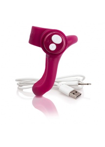 Pierścień wibrujacy 3w1 - The Screaming O  Charged You Turn Plus  Bordowy