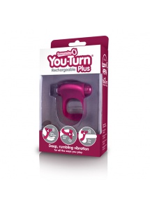 Pierścień wibrujacy 3w1 - The Screaming O  Charged You Turn Plus  Bordowy