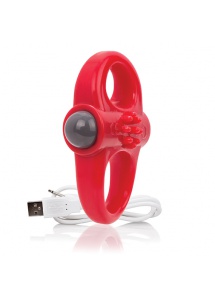 Pierścień wibrujący na penisa - The Screaming O Charged Yoga Vibe Ring  Czerwony