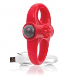 Pierścień wibrujący na penisa - The Screaming O Charged Yoga Vibe Ring  Czerwony