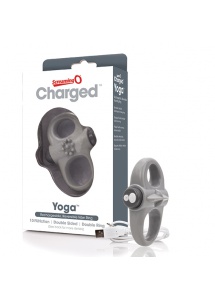 Pierścień wibrujący na penisa - The Screaming O Charged Yoga Vibe Ring  Szary
