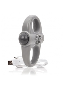 Pierścień wibrujący na penisa - The Screaming O Charged Yoga Vibe Ring  Szary