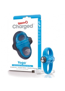 Pierścień wibrujący na penisa - The Screaming O Charged Yoga Vibe Ring  Niebieski