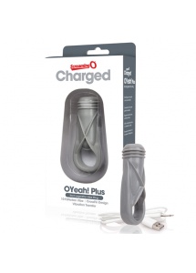 Pierścień wibrujący na penisa - The Screaming O Charged Oyeah Plus Ring  Szary