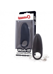 Pierścień wibrujący na penisa - The Screaming O Work-it! Vibrating Ring Black  