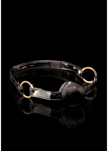 PIPEDREAM Fetish Fantasy Gold - Elagancki knebel złote pierścienie skórzany