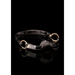 PIPEDREAM Fetish Fantasy Gold - Elagancki knebel złote pierścienie skórzany