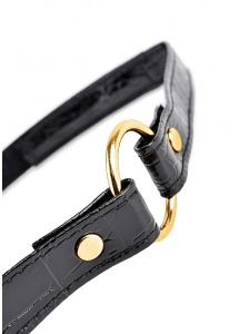 PIPEDREAM Fetish Fantasy Gold - Elagancki knebel złote pierścienie skórzany