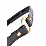 PIPEDREAM Fetish Fantasy Gold - Elagancki knebel złote pierścienie skórzany