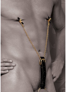 PIPEDREAM Fetish Fantasy Gold - Eleganckie ZACISKI na sutki ZŁOTE skóra