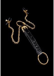 PIPEDREAM Fetish Fantasy Gold - Eleganckie ZACISKI na sutki ZŁOTE skóra