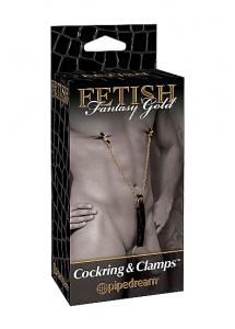 PIPEDREAM Fetish Fantasy Gold - Eleganckie ZACISKI na sutki ZŁOTE skóra