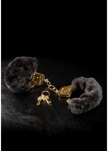 PIPEDREAM Fetish Fantasy Gold - Eleganckie KAJDANKI łancuszek ZŁOTE futerko