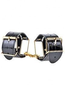 PIPEDREAM Fetish Fantasy Gold - Eleganckie szerokie KAJDANKI złote wykończenia