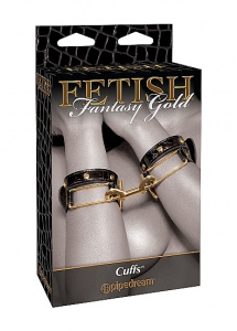 PIPEDREAM Fetish Fantasy Gold - Eleganckie szerokie KAJDANKI złote wykończenia