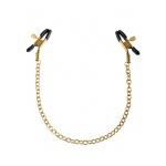 PIPEDREAM Fetish Fantasy Gold - Eleganckie zaciski na sutki klamry ZŁOTY ŁAŃCUSZEK