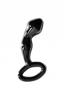 Pipedream Icicles - Plug Dildo szklany No. 46 czarny wygięty 11 cm 