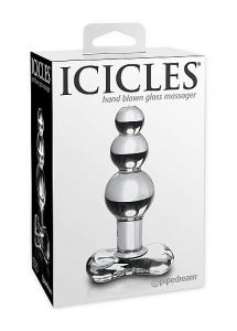 Pipedream Icicles - Plug Dildo szklany No. 47 przezroczysty kulkowy 10,5 cm 